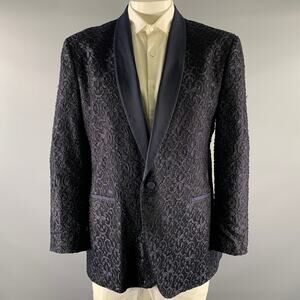RON TOMSON Size 52 Navy Lace Viscose Blend Tuxedo Sport Coat